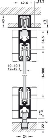 Kayar kapı donanımı, Hafele Slido W-Fold32 100G, set