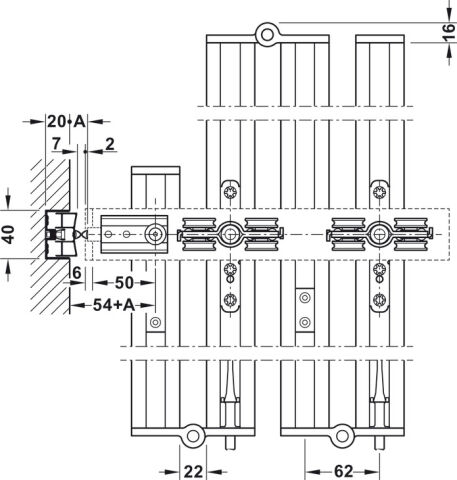 Kayar kapı donanımı, Hafele Slido W-Fold32 100G, set