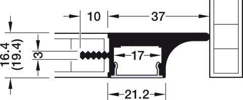 Häfele Alttan montaj için profil Şerit LED aydınlatmalar 2,500 mm 833.02.685