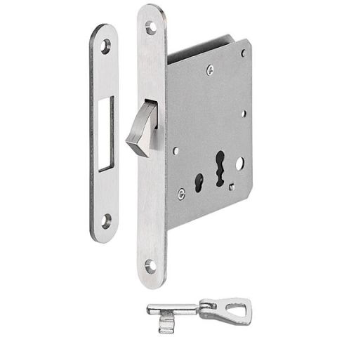 Hafele H55.08 Kayar Kapı Kilidi Oda Tipi Paslanmaz Çelik Mat 55/20mm