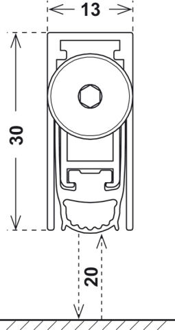 Häfele ZONE 60 - Kapı Altı Giyotin 630 mm 30 mm Fitil: Gri Taşıyıcı profil: 950.45.161