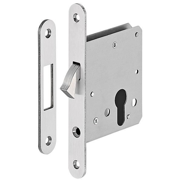 Hafele H55.08 Kayar Kapı Kilidi Barelli Tip Paslanmaz Çelik Mat 55/20mm
