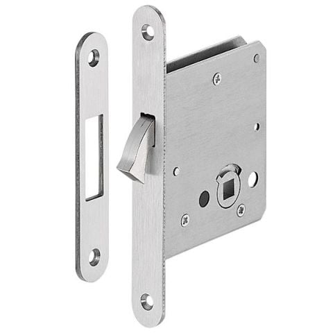 Hafele H55.08 Kayar Kapı Kilidi WC Tipi Paslanmaz Çelik Mat 55/20mm