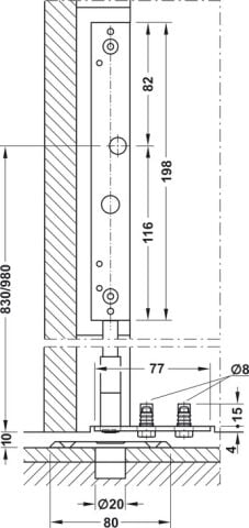 Hafele İspanyolet kilit, Hawa Doorfix - 946.21.100