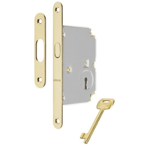 Hafele H50.04 Kayar Kapı Kilidi Oda Tipi Parlak Pirinç 50/16mm