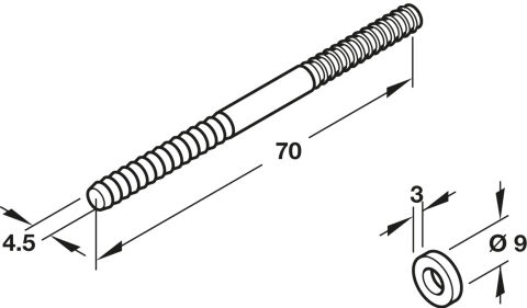 Häfele Fiş bağlantı elemanı çakılarak montaj için 4 mm 70 mm Krom kaplı 267.23.900