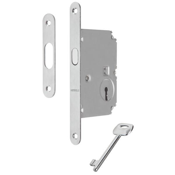 Hafele H50.04 Kayar Kapı Kilidi Oda Tipi Mat Krom 50/16mm