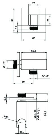 Häfele BUONO - El Duşu Çıkış Ucu 63 mm Krom Bath 589.95.605