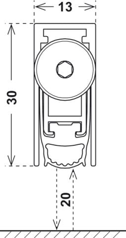 Häfele ZONE 60 - Kapı Altı Giyotin 13 mm 30 mm 1,330 mm Fitil: Gri Taşıyıcı 950.45.168