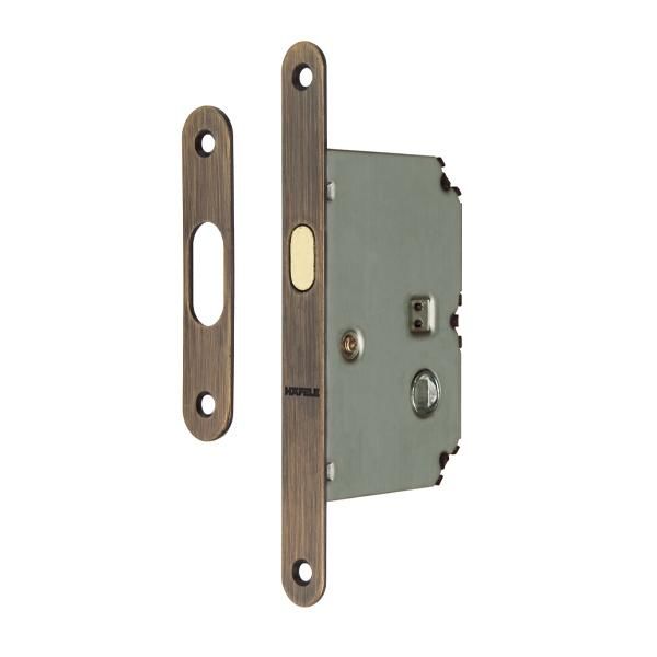 Hafele H50.04 Kayar Kapı Kilidi WC Tipi Antik Bronz 50/16mm