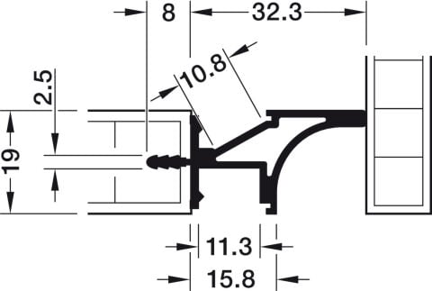 Gömme kulp profili, Hafele Loox5 profil 1108 - 833.72.938
