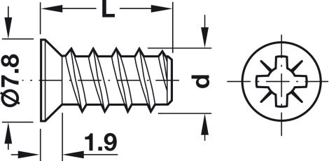 Häfele Euro vida Varianta havşa başlı PZ2 çelik 6,30x13,50 mm 6,30 mm Nikel kaplama PZ 012.15.724