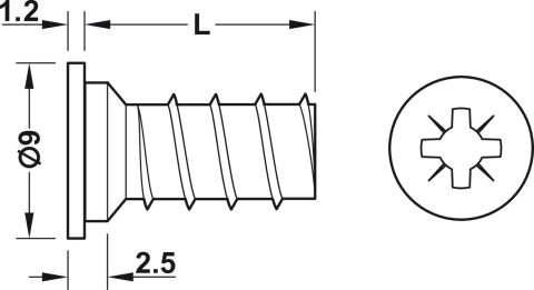 Häfele Euro vida Varianta silindir başlı PZ çelik 6x13,50 mm 6 mm Çinko kaplama PZ Yıldız 012.20.930