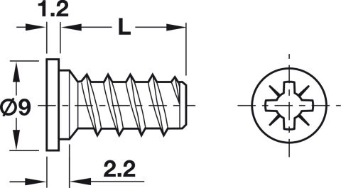 Häfele Euro vida Varianta silindir başlı PZ çelik 6x13,50 mm 6 mm Çinko kaplama PZ Yıldız 012.20.930