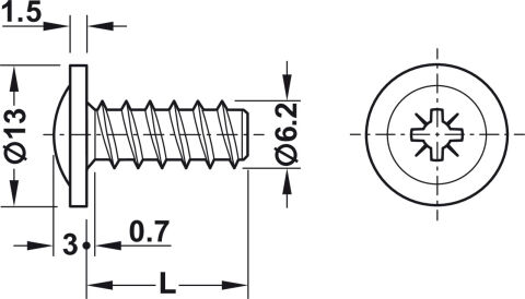 Häfele Panel montaj vidası Düz başlı PZ tam dişli 6,20x15 mm 6,20 mm 013.10.149