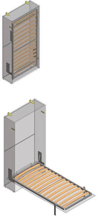 Häfele Katlanır Yatak Mekanizması Tek Kişilik Dikey 1055x400x2225 mm Gri Mat 15,50 kg 271.95.210