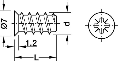 Häfele Euro vida Varianta havşa başlı PZ çelik tam 6x16 mm 6 mm Çinko kaplama PZ Yıldız 013.14.930