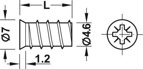 Häfele Euro vida Varianta havşa başlı PZ çelik tam 6x16 mm 6 mm Çinko kaplama PZ Yıldız 013.14.930