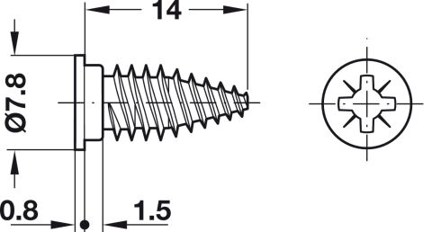 Häfele Varianta HC Euro vida PZ çelik - 5,50x14 mm 5,50 mm Çinko kaplama PZ 013.30.900