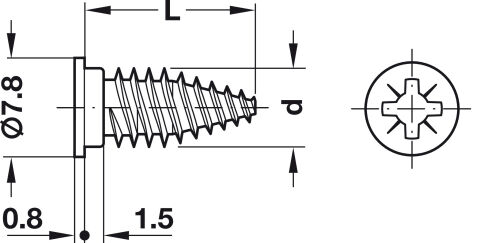 Häfele Varianta HC Euro vida PZ çelik - 6,20x14 mm 6,20 mm Çinko kaplama PZ 013.30.910
