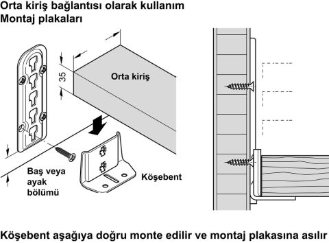 Häfele Karyola Bağlantı Elemanı Yükseklik Ayarlı 273.41.549