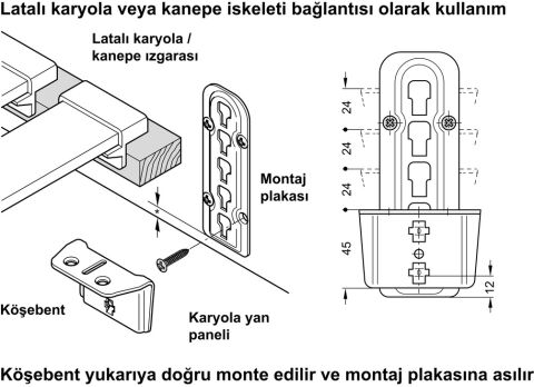 Häfele Karyola Bağlantı Elemanı Yükseklik Ayarlı 273.41.549