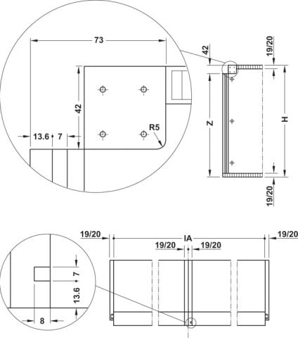 Hafele Kayar kapı bağlantı parçası, Finetta F-Line32 23A