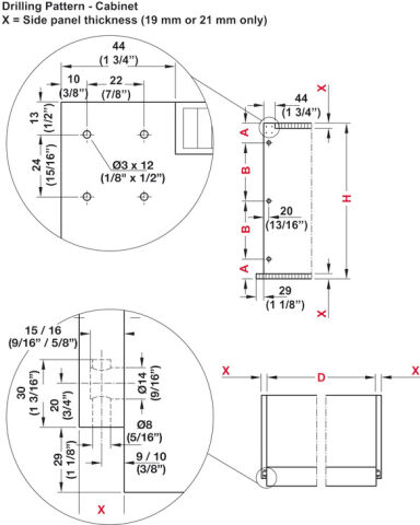 Hafele Kayar kapı bağlantı parçası, Finetta F-Line32 23A