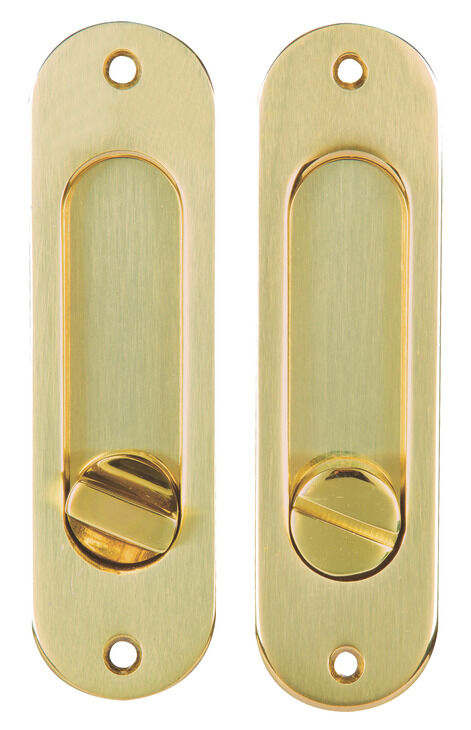 Häfele OVAL Gömme Kapı Kolu Ahşap Kapı Pirinç 104 mm 4 mm 120 mm Pirinç renkli Parlak 901.00.468