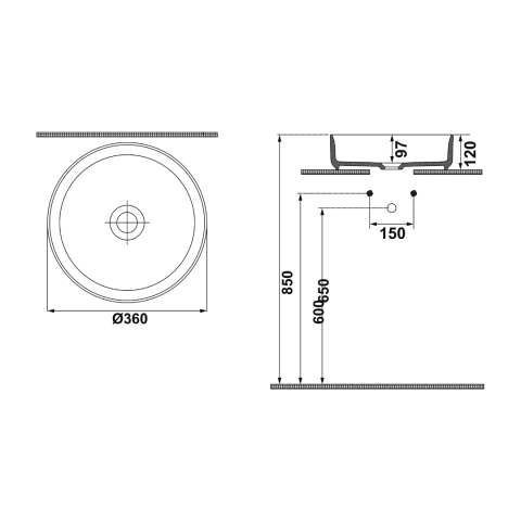 Hafele MILAGRO R Lavabo, parlak beyaz, 360mm - 588.21.150
