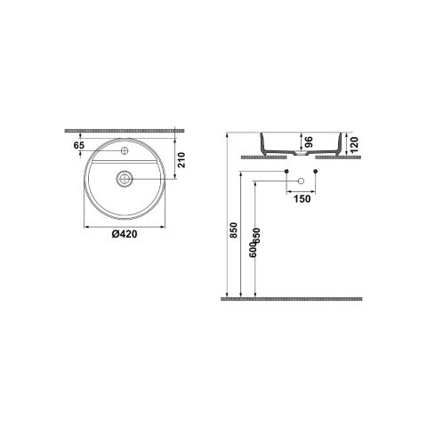 Hafele MILAGRO RB Lavabo, parlak beyaz, 420mm - 588.21.151