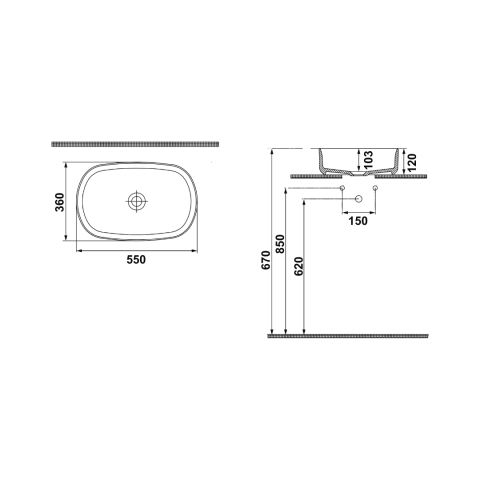 Hafele MILAGRO O Lavabo, parlak beyaz, 550x360mm