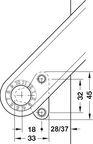 Häfele Maxi Kalkar kapak makası ayrı bağlantı C 300–1,000 mm ≤27,3 kg Nikel kaplama 373.69.901