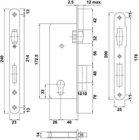 Häfele PC Çarpma Kapı Kilidi H40.05 40 (Barelli Tip) 911.24.280