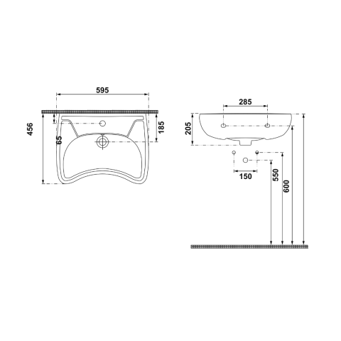 Hafele VITALEASE II Lavabo, parlak beyaz, 595x456